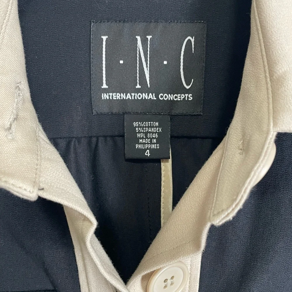 INC Black and Cream Trench Coat - Picture 3 of 9
